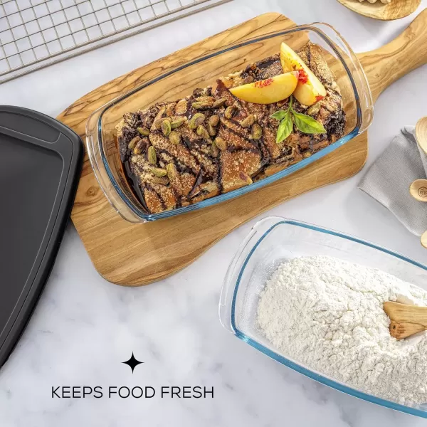 imageJoyJolt 3pc Loaf Pans for Baking Bread with Lids Baking Set 19 Quart Large Rectangular Baking Dish With Lid Oven Pan Banana Bread Pan Lasagna Pan Deep with Lid Bread Saver Container AirtightBlack