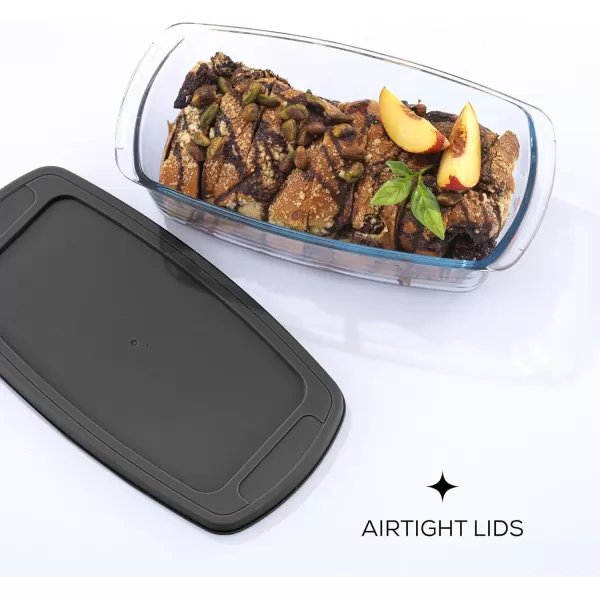 imageJoyJolt 3pc Loaf Pans for Baking Bread with Lids Baking Set 19 Quart Large Rectangular Baking Dish With Lid Oven Pan Banana Bread Pan Lasagna Pan Deep with Lid Bread Saver Container AirtightBlack