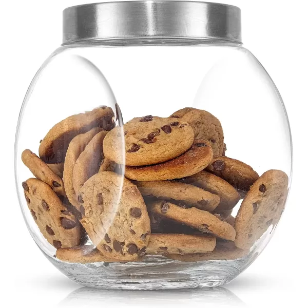 imageJoyJolt AllSides Cookie Jar Set of 2 Cookie Jars for Kitchen Counter with Lids Candy Jar Dog Treat Container Laundry Detergent Container Large Canisters Half Gallon Glass Jar with Lid Airtight