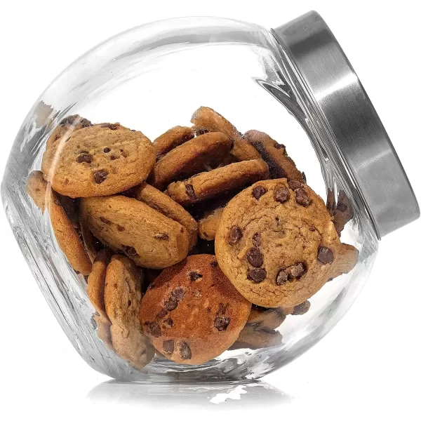 imageJoyJolt AllSides Cookie Jar Set of 2 Cookie Jars for Kitchen Counter with Lids Candy Jar Dog Treat Container Laundry Detergent Container Large Canisters Half Gallon Glass Jar with Lid Airtight