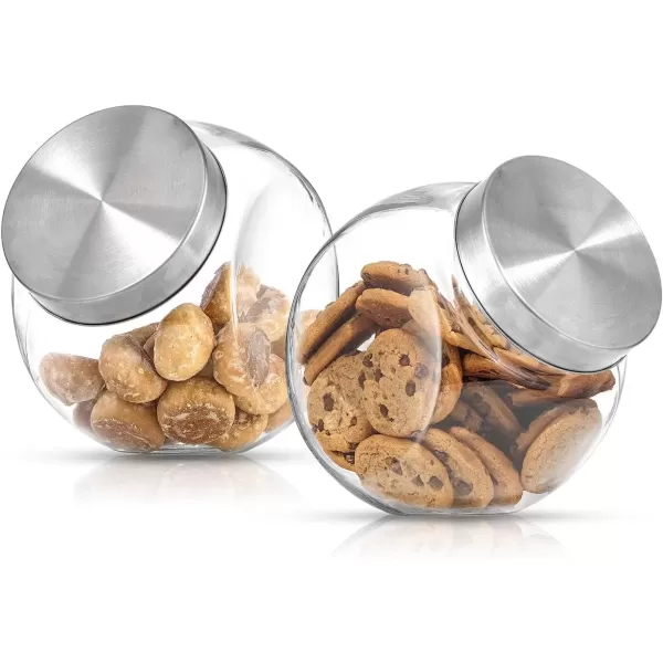 imageJoyJolt AllSides Cookie Jar Set of 2 Cookie Jars for Kitchen Counter with Lids Candy Jar Dog Treat Container Laundry Detergent Container Large Canisters Half Gallon Glass Jar with Lid Airtight