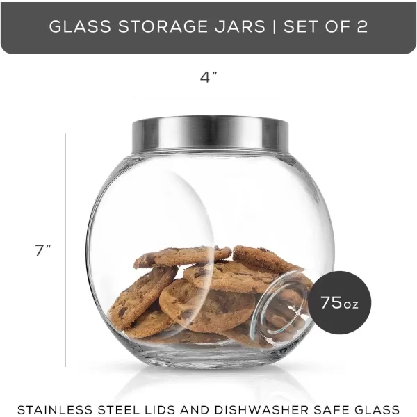 imageJoyJolt AllSides Cookie Jar Set of 2 Cookie Jars for Kitchen Counter with Lids Candy Jar Dog Treat Container Laundry Detergent Container Large Canisters Half Gallon Glass Jar with Lid Airtight