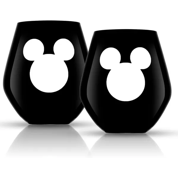 imageJoyJolt Disney Luxury Mickey Mouse Stemmed Red Wine Glasses European Crystal Wine Glasses Set of 2 Drinking Glasses Xmas Disney Stuff Gifts and Cups 23oz Black Wine Glass Disney Wine GlassStemless Wine Glasses