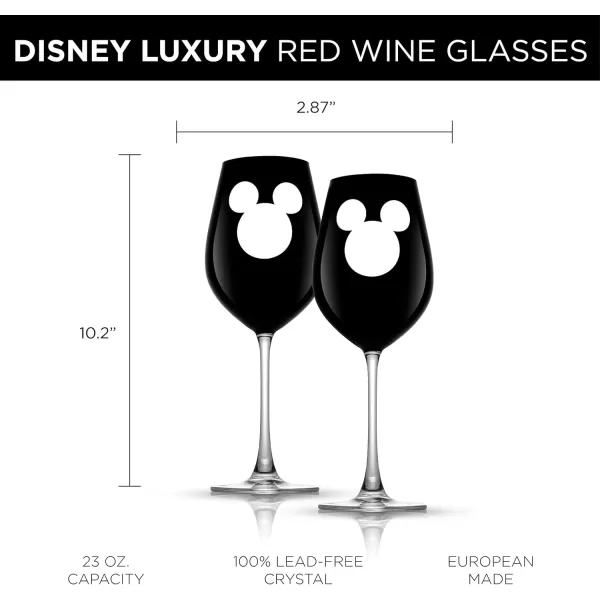 imageJoyJolt Disney Luxury Mickey Mouse Stemmed Red Wine Glasses European Crystal Wine Glasses Set of 2 Drinking Glasses Xmas Disney Stuff Gifts and Cups 23oz Black Wine Glass Disney Wine GlassRed Wine Glasses