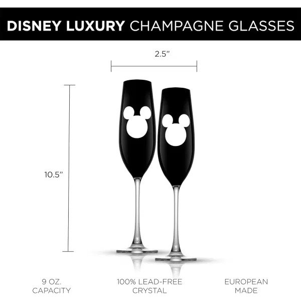 imageJoyJolt Disney Luxury Mickey Mouse Stemmed Red Wine Glasses European Crystal Wine Glasses Set of 2 Drinking Glasses Xmas Disney Stuff Gifts and Cups 23oz Black Wine Glass Disney Wine GlassChampagne Flutes