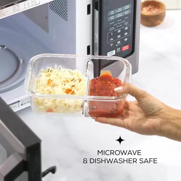imageJoyJolt Divided Food Storage Containers with Lids Airtight 5 Pack Glass Meal Prep Containers 2 Compartment Set Glass Bento Box Reusable Food Containers Portion Control Containers for Weight LossBlack