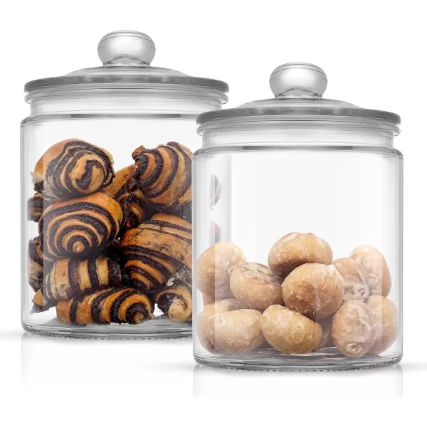 imageJoyJolt Elegant Cookie Jar 2 Large Glass Jar With Lid Jars for Kitchen Counter with Lids Candy Jar Decorative Apothecary Canisters Half Gallon Lid Airtight