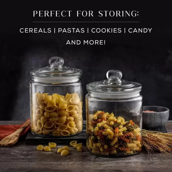 imageJoyJolt Elegant Cookie Jar 2 Large Glass Jar With Lid Jars for Kitchen Counter with Lids Candy Jar Decorative Apothecary Canisters Half Gallon Lid Airtight