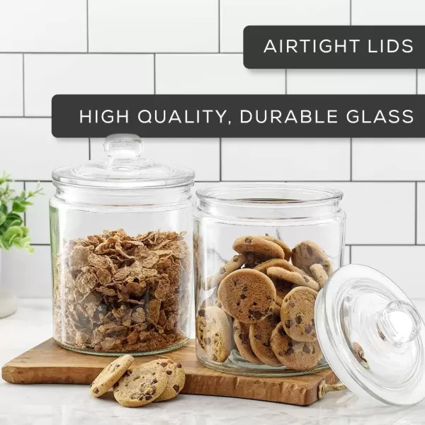 imageJoyJolt Elegant Cookie Jar 2 Large Glass Jar With Lid Jars for Kitchen Counter with Lids Candy Jar Decorative Apothecary Canisters Half Gallon Lid Airtight