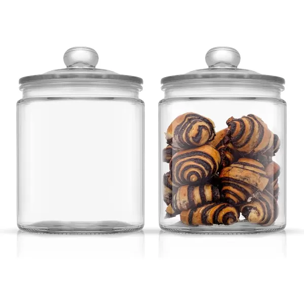 imageJoyJolt Elegant Cookie Jar 2 Large Glass Jar With Lid Jars for Kitchen Counter with Lids Candy Jar Decorative Apothecary Canisters Half Gallon Lid Airtight
