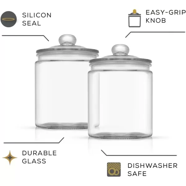 imageJoyJolt Elegant Cookie Jar 2 Large Glass Jar With Lid Jars for Kitchen Counter with Lids Candy Jar Decorative Apothecary Canisters Half Gallon Lid Airtight