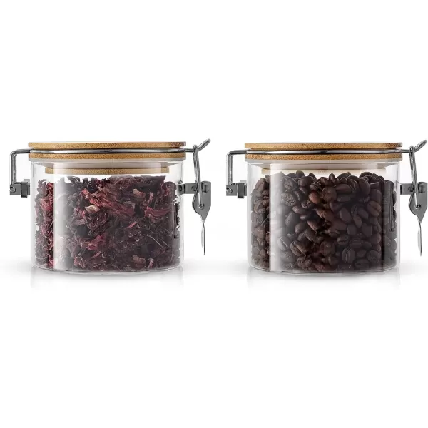 imageJoyJolt Glass Jars With Bamboo Lids 12 fl oz 2PC Set of Airtight Storage Jars with Clamp Lids for Pantry Food Storage Air Tight Sealable Glass Canisters Containers for Kitchen Organization