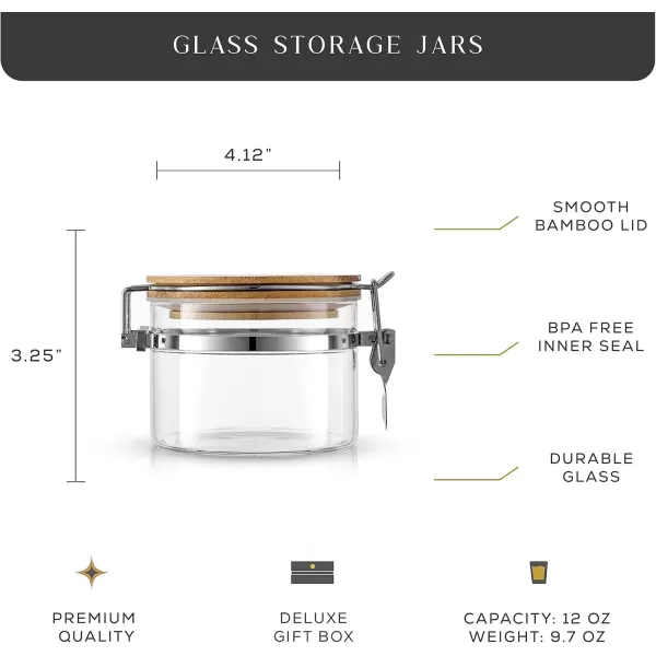 imageJoyJolt Glass Jars With Bamboo Lids 12 fl oz 2PC Set of Airtight Storage Jars with Clamp Lids for Pantry Food Storage Air Tight Sealable Glass Canisters Containers for Kitchen Organization