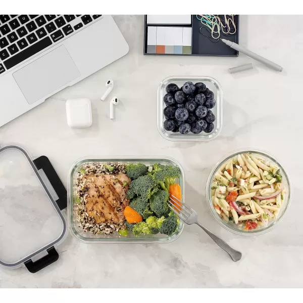 imageJoyJolt JoyFul 24pc12 Airtight Freezer Safe Food Storage Containers and 12 Lids Pantry Kitchen Storage Containers Glass Meal Prep Container for Lunch Glass Storage Containers with LidsColor Black
