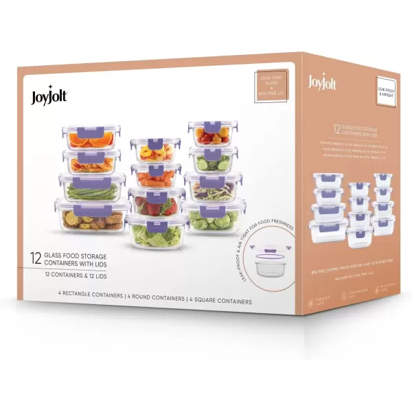 imageJoyJolt JoyFul 24pc12 Airtight Freezer Safe Food Storage Containers and 12 Lids Pantry Kitchen Storage Containers Glass Meal Prep Container for Lunch Glass Storage Containers with LidsColor Very Peri
