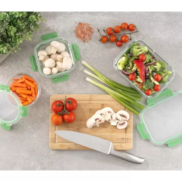 imageJoyJolt JoyFul 24pc12 Airtight Freezer Safe Food Storage Containers and 12 Lids Pantry Kitchen Storage Containers Glass Meal Prep Container for Lunch Glass Storage Containers with LidsColor Green