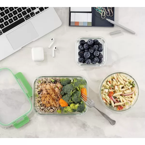 imageJoyJolt JoyFul 24pc12 Airtight Freezer Safe Food Storage Containers and 12 Lids Pantry Kitchen Storage Containers Glass Meal Prep Container for Lunch Glass Storage Containers with LidsColor Green