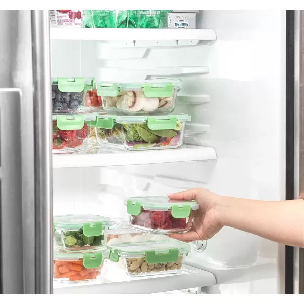 imageJoyJolt JoyFul 24pc12 Airtight Freezer Safe Food Storage Containers and 12 Lids Pantry Kitchen Storage Containers Glass Meal Prep Container for Lunch Glass Storage Containers with LidsColor Green