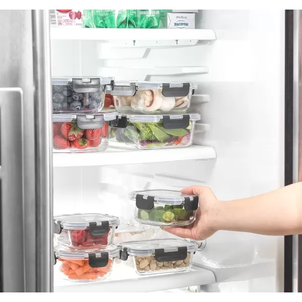 imageJoyJolt JoyFul 24pc12 Airtight Freezer Safe Food Storage Containers and 12 Lids Pantry Kitchen Storage Containers Glass Meal Prep Container for Lunch Glass Storage Containers with LidsColor Black