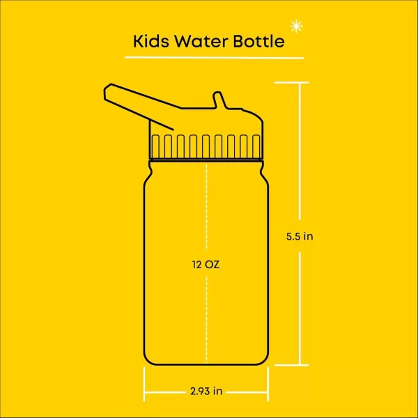 imageJoyJolt Kids Water Bottle with Straw Lid 12oz Small Stainless Steel Reusable Tumbler for Kids Girls Boys or Teen Vacuum Insulated Water Bottle for School Travel and Outdoors LeakproofSea