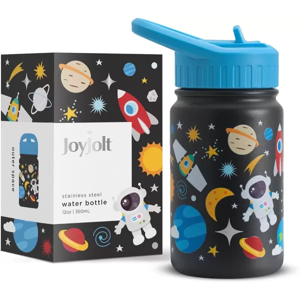 imageJoyJolt Kids Water Bottle with Straw Lid 12oz Small Stainless Steel Reusable Tumbler for Kids Girls Boys or Teen Vacuum Insulated Water Bottle for School Travel and Outdoors LeakproofSpace