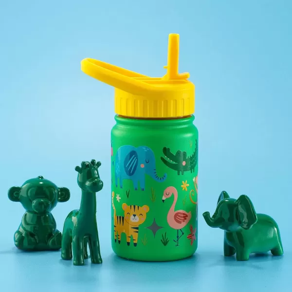 imageJoyJolt Kids Water Bottle with Straw Lid 12oz Small Stainless Steel Reusable Tumbler for Kids Girls Boys or Teen Vacuum Insulated Water Bottle for School Travel and Outdoors LeakproofZoo