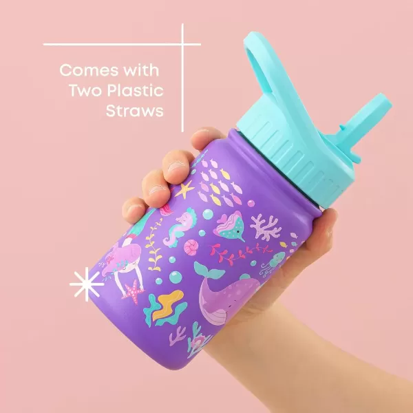 imageJoyJolt Kids Water Bottle with Straw Lid 12oz Small Stainless Steel Reusable Tumbler for Kids Girls Boys or Teen Vacuum Insulated Water Bottle for School Travel and Outdoors LeakproofSea
