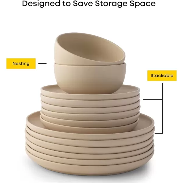 imageJoyJolt Mesa 23oz Stoneware Soup Bowls Dishwasher and Microwave Safe Bowls 58quot Matte Beige Cereal Bowls Set of 6 Bowls for Kitchen Pasta Oatmeal Salad Ice Cream or Dessert BowlsBeige
