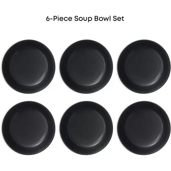 imageJoyJolt Mesa 23oz Stoneware Soup Bowls Dishwasher and Microwave Safe Bowls 58quot Matte Beige Cereal Bowls Set of 6 Bowls for Kitchen Pasta Oatmeal Salad Ice Cream or Dessert BowlsBlack