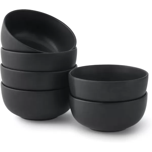 imageJoyJolt Mesa 23oz Stoneware Soup Bowls Dishwasher and Microwave Safe Bowls 58quot Matte Beige Cereal Bowls Set of 6 Bowls for Kitchen Pasta Oatmeal Salad Ice Cream or Dessert BowlsBlack