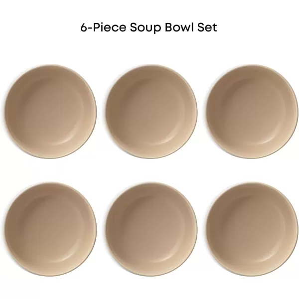 imageJoyJolt Mesa 23oz Stoneware Soup Bowls Dishwasher and Microwave Safe Bowls 58quot Matte Beige Cereal Bowls Set of 6 Bowls for Kitchen Pasta Oatmeal Salad Ice Cream or Dessert BowlsBeige