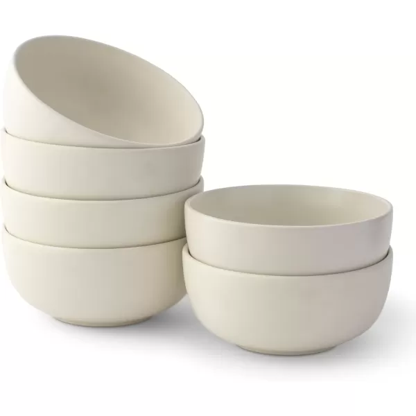 imageJoyJolt Mesa 23oz Stoneware Soup Bowls Dishwasher and Microwave Safe Bowls 58quot Matte Beige Cereal Bowls Set of 6 Bowls for Kitchen Pasta Oatmeal Salad Ice Cream or Dessert BowlsLinen