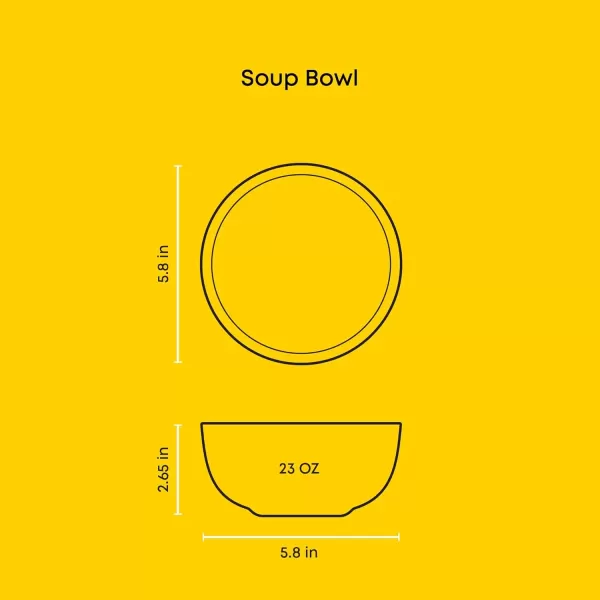 imageJoyJolt Mesa 23oz Stoneware Soup Bowls Dishwasher and Microwave Safe Bowls 58quot Matte Beige Cereal Bowls Set of 6 Bowls for Kitchen Pasta Oatmeal Salad Ice Cream or Dessert BowlsBlack