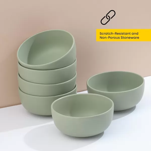 imageJoyJolt Mesa 23oz Stoneware Soup Bowls Dishwasher and Microwave Safe Bowls 58quot Matte Beige Cereal Bowls Set of 6 Bowls for Kitchen Pasta Oatmeal Salad Ice Cream or Dessert BowlsGreen