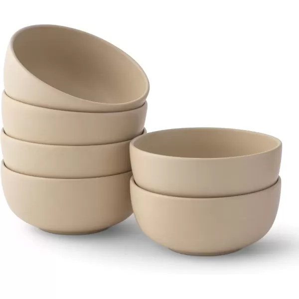 imageJoyJolt Mesa 23oz Stoneware Soup Bowls Dishwasher and Microwave Safe Bowls 58quot Matte Beige Cereal Bowls Set of 6 Bowls for Kitchen Pasta Oatmeal Salad Ice Cream or Dessert BowlsBeige