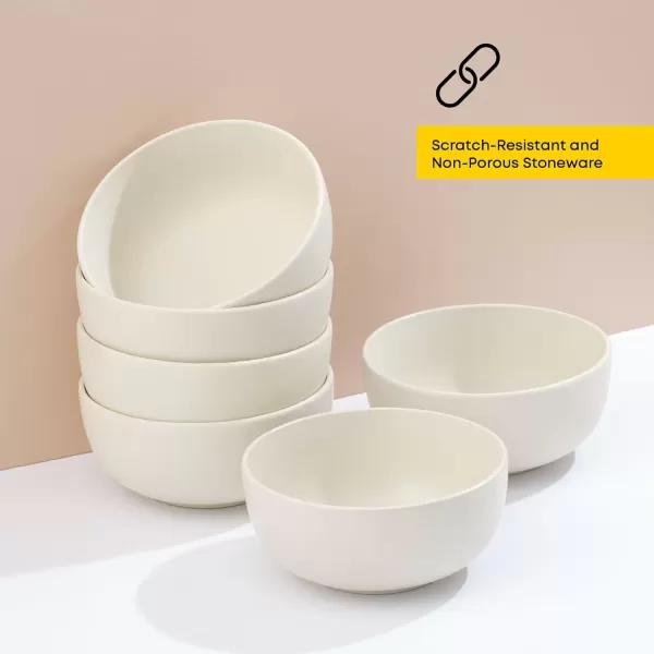 imageJoyJolt Mesa 23oz Stoneware Soup Bowls Dishwasher and Microwave Safe Bowls 58quot Matte Beige Cereal Bowls Set of 6 Bowls for Kitchen Pasta Oatmeal Salad Ice Cream or Dessert BowlsLinen