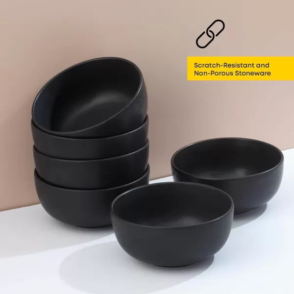 imageJoyJolt Mesa 23oz Stoneware Soup Bowls Dishwasher and Microwave Safe Bowls 58quot Matte Beige Cereal Bowls Set of 6 Bowls for Kitchen Pasta Oatmeal Salad Ice Cream or Dessert BowlsBlack