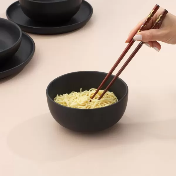 imageJoyJolt Mesa 23oz Stoneware Soup Bowls Dishwasher and Microwave Safe Bowls 58quot Matte Beige Cereal Bowls Set of 6 Bowls for Kitchen Pasta Oatmeal Salad Ice Cream or Dessert BowlsBlack