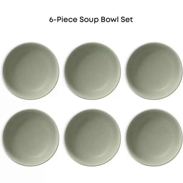 imageJoyJolt Mesa 23oz Stoneware Soup Bowls Dishwasher and Microwave Safe Bowls 58quot Matte Beige Cereal Bowls Set of 6 Bowls for Kitchen Pasta Oatmeal Salad Ice Cream or Dessert BowlsGreen