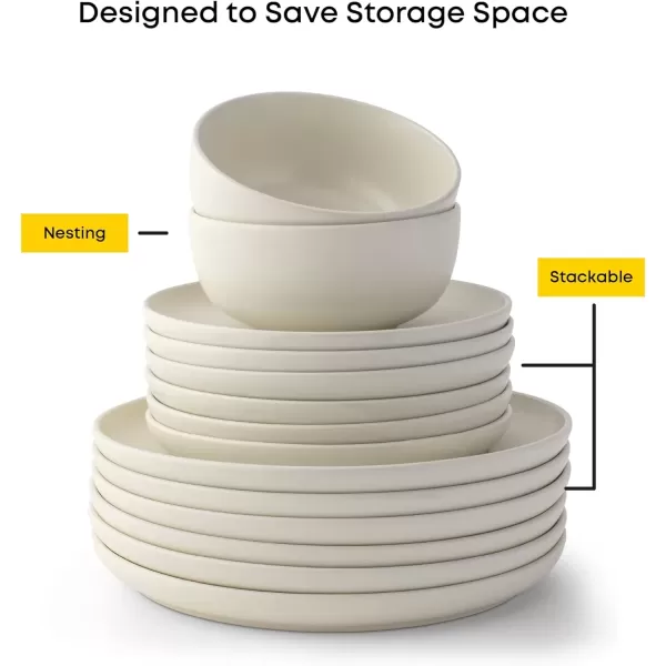 imageJoyJolt Mesa 23oz Stoneware Soup Bowls Dishwasher and Microwave Safe Bowls 58quot Matte Beige Cereal Bowls Set of 6 Bowls for Kitchen Pasta Oatmeal Salad Ice Cream or Dessert BowlsLinen