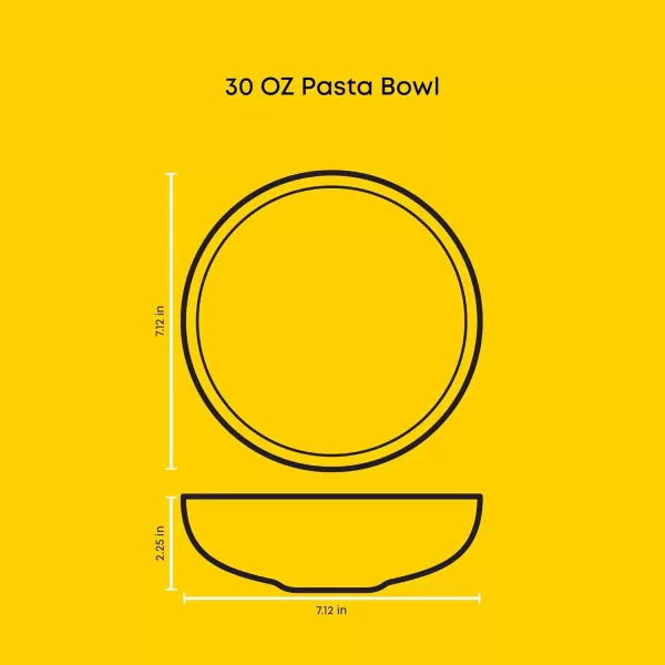 imageJoyJolt Mesa 30oz Stoneware Pasta Bowls Set of 4 Salad Bowls Serving Bowls for Kitchen Oatmeal Soup Dinner Matte Sage Green Dishwasher and Microwave Safe Wide and Shallow Plate BowlsBeige