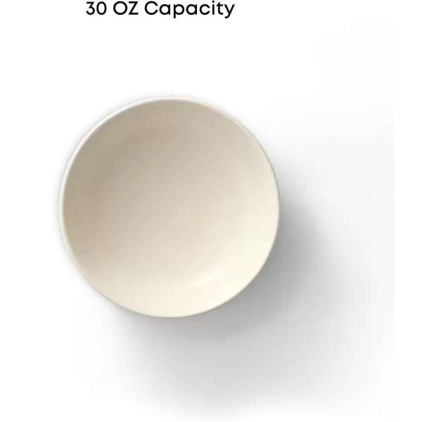 imageJoyJolt Mesa 30oz Stoneware Pasta Bowls Set of 4 Salad Bowls Serving Bowls for Kitchen Oatmeal Soup Dinner Matte Sage Green Dishwasher and Microwave Safe Wide and Shallow Plate BowlsLinen