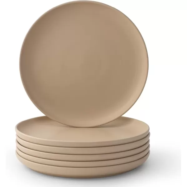 imageJoyJolt Mesa Stoneware Dinner Plates Set of 6 105 Dish Set Dishwasher and Microwave Safe Plate Set Modern Rustic Dinnerware Kitchen Serving Dishes  Matte White LinenBeige