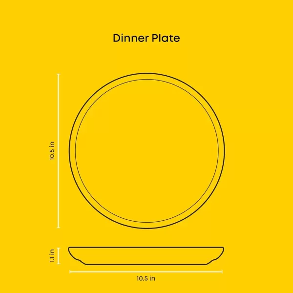 imageJoyJolt Mesa Stoneware Dinner Plates Set of 6 105 Dish Set Dishwasher and Microwave Safe Plate Set Modern Rustic Dinnerware Kitchen Serving Dishes  Matte White LinenBeige