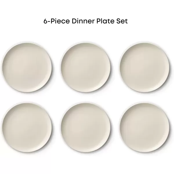 imageJoyJolt Mesa Stoneware Dinner Plates Set of 6 105 Dish Set Dishwasher and Microwave Safe Plate Set Modern Rustic Dinnerware Kitchen Serving Dishes  Matte White LinenLinen