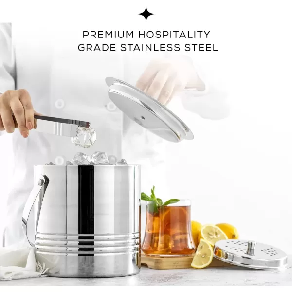 imageJoyJolt Metal Double Wall Ice Bucket with Lid Ice Tongs and Strainer 3L Insulated Ice Bucket for Cocktail Bar Wine Home Bar Accessories Parties Champagne Bucket Stainless Steel Ice Buckets