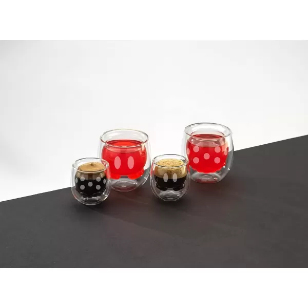 imageJoyJolt Mickey Pants and Minnie Skirt 3D 74oz Double Wall Glass Coffee Cups 2pc Disney Coffee Mug Espresso Cups and Tea Cups Collection of Double Wall Glasses and Disney Gifts2 Oz