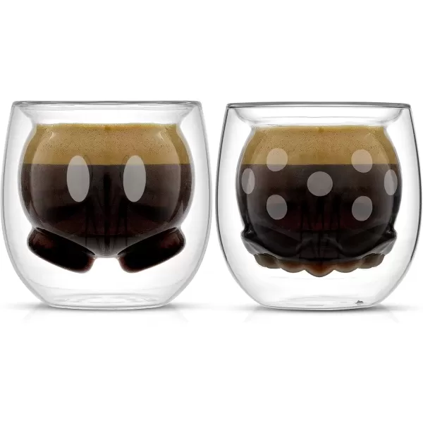 imageJoyJolt Mickey Pants and Minnie Skirt 3D 74oz Double Wall Glass Coffee Cups 2pc Disney Coffee Mug Espresso Cups and Tea Cups Collection of Double Wall Glasses and Disney Gifts2 Oz