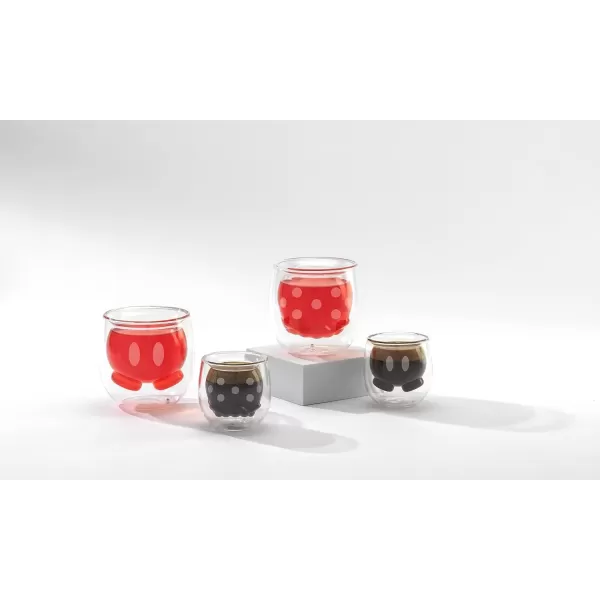 imageJoyJolt Mickey Pants and Minnie Skirt 3D 74oz Double Wall Glass Coffee Cups 2pc Disney Coffee Mug Espresso Cups and Tea Cups Collection of Double Wall Glasses and Disney Gifts2 Oz