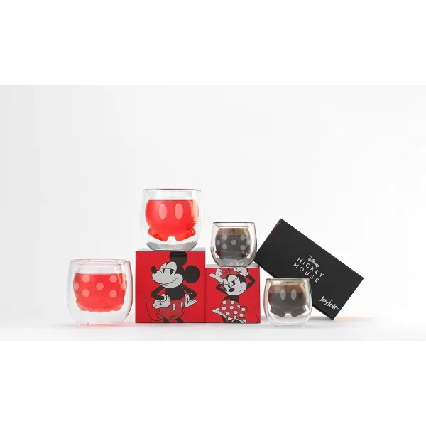 imageJoyJolt Mickey Pants and Minnie Skirt 3D 74oz Double Wall Glass Coffee Cups 2pc Disney Coffee Mug Espresso Cups and Tea Cups Collection of Double Wall Glasses and Disney Gifts2 Oz